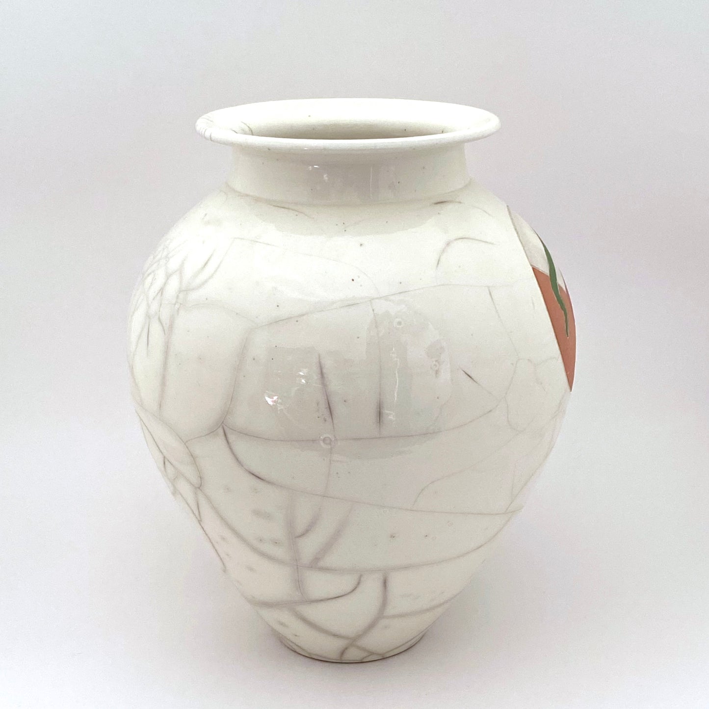 Peter Powning large ceramic raku vase ~ 1986