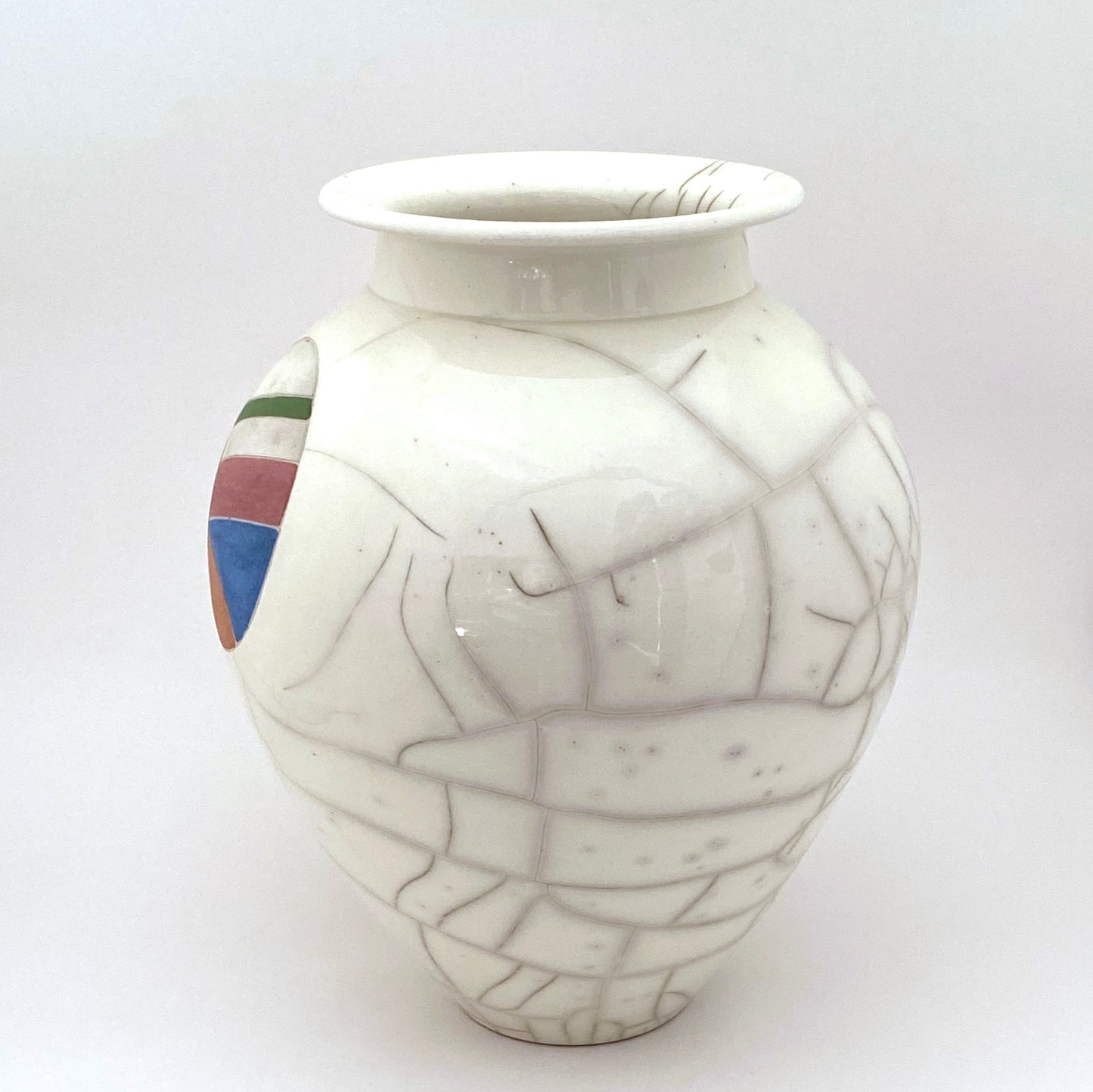 Peter Powning large ceramic raku vase ~ 1986