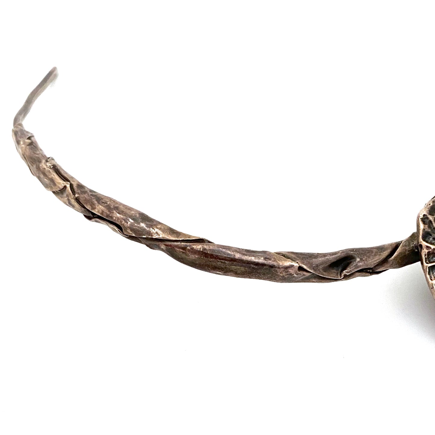 vintage heavy silver brutalist choker necklace ~ signed