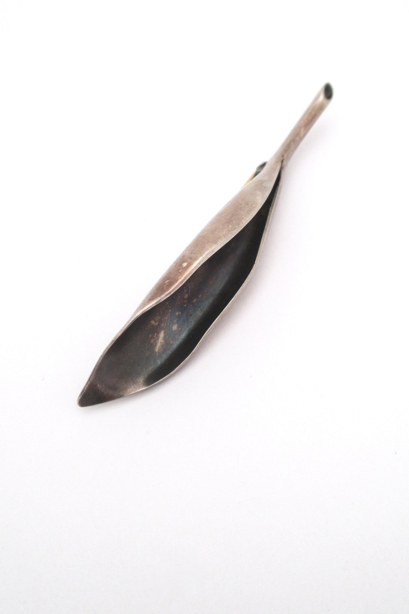 top Anton Michelsen Denmark large Scandinavian Modern naturalist silver leaf brooch