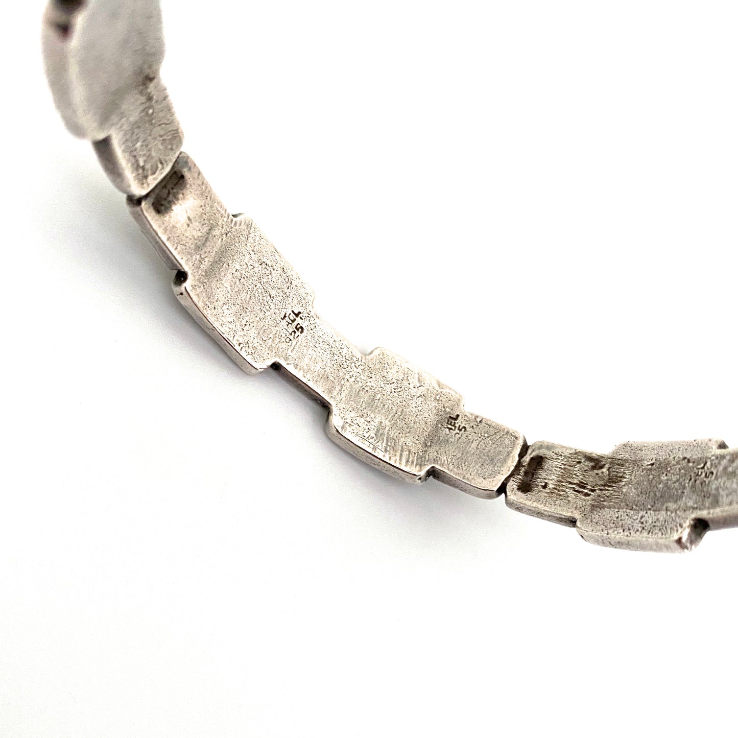 vintage silver geometric bangle bracelet ~ Israel Modernist