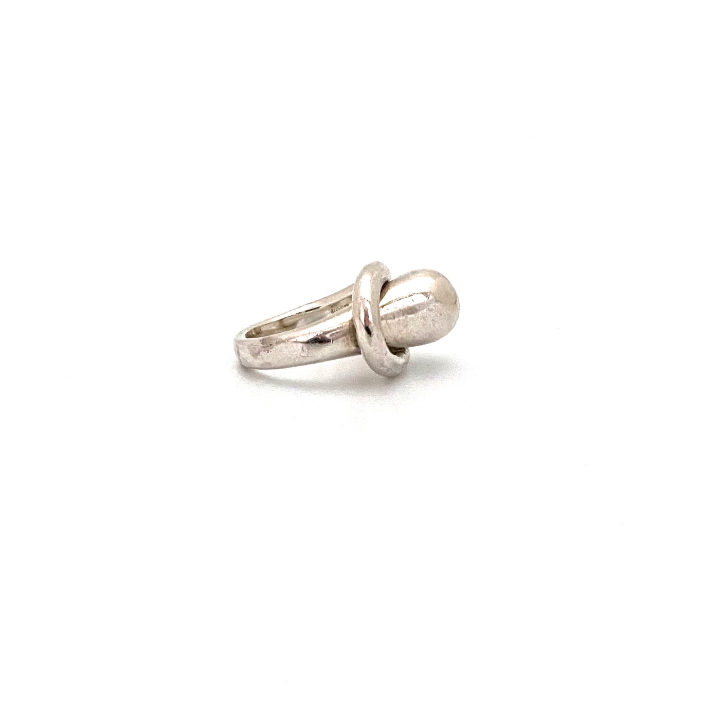 profile vintage heavy silver loop ring Modernist jewelry design