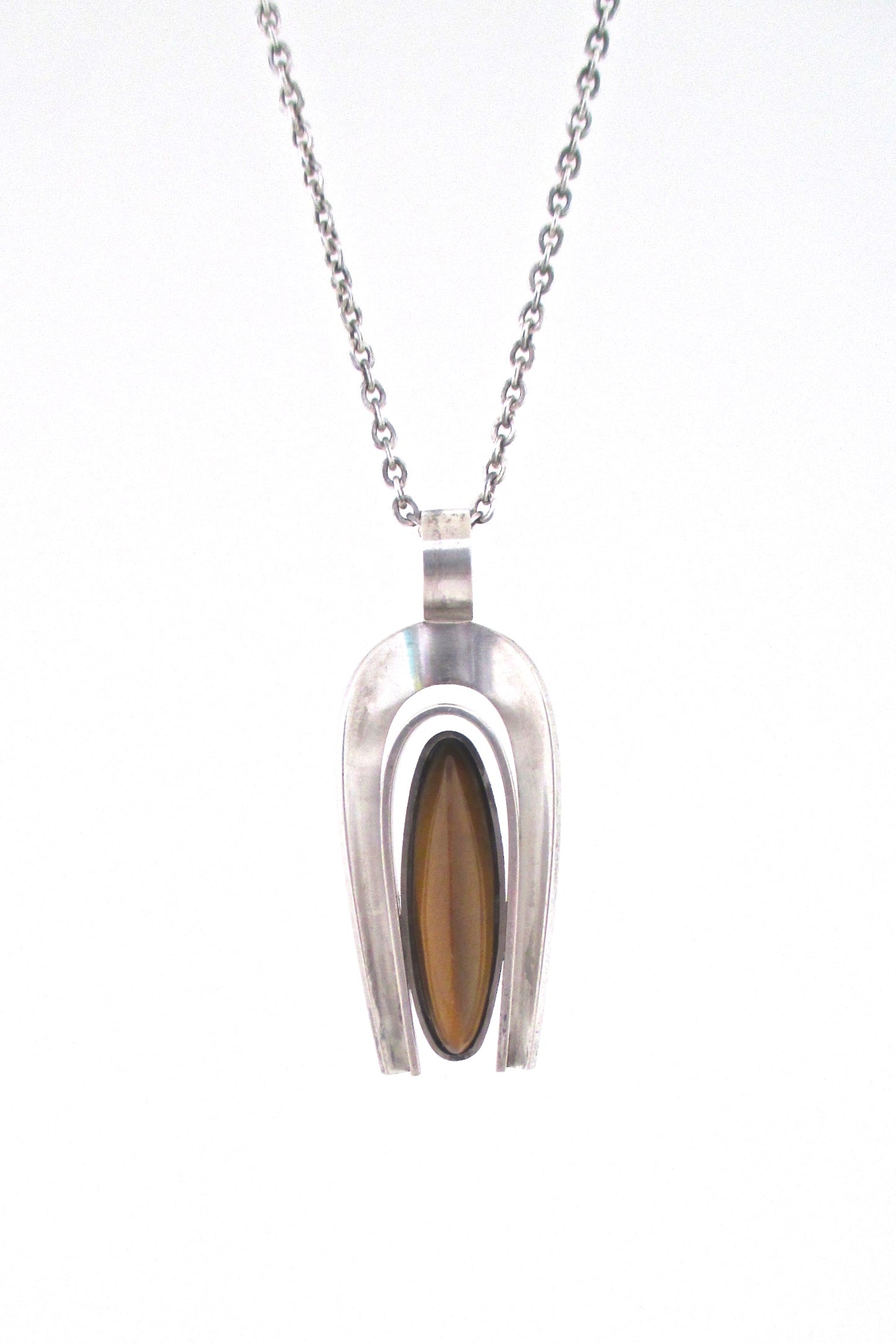 Elis Kauppi tapering tiger eye pendant necklace - 1974