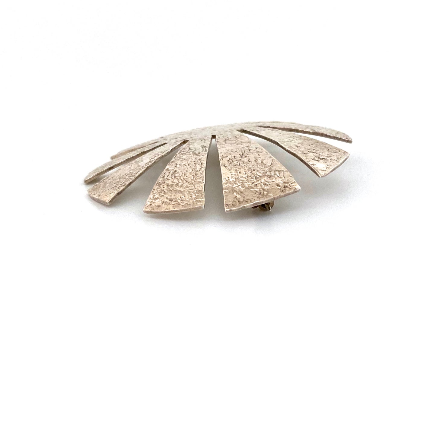 profile Ed Levin USA vintage textured silver large brooch American Modernist jewelry design