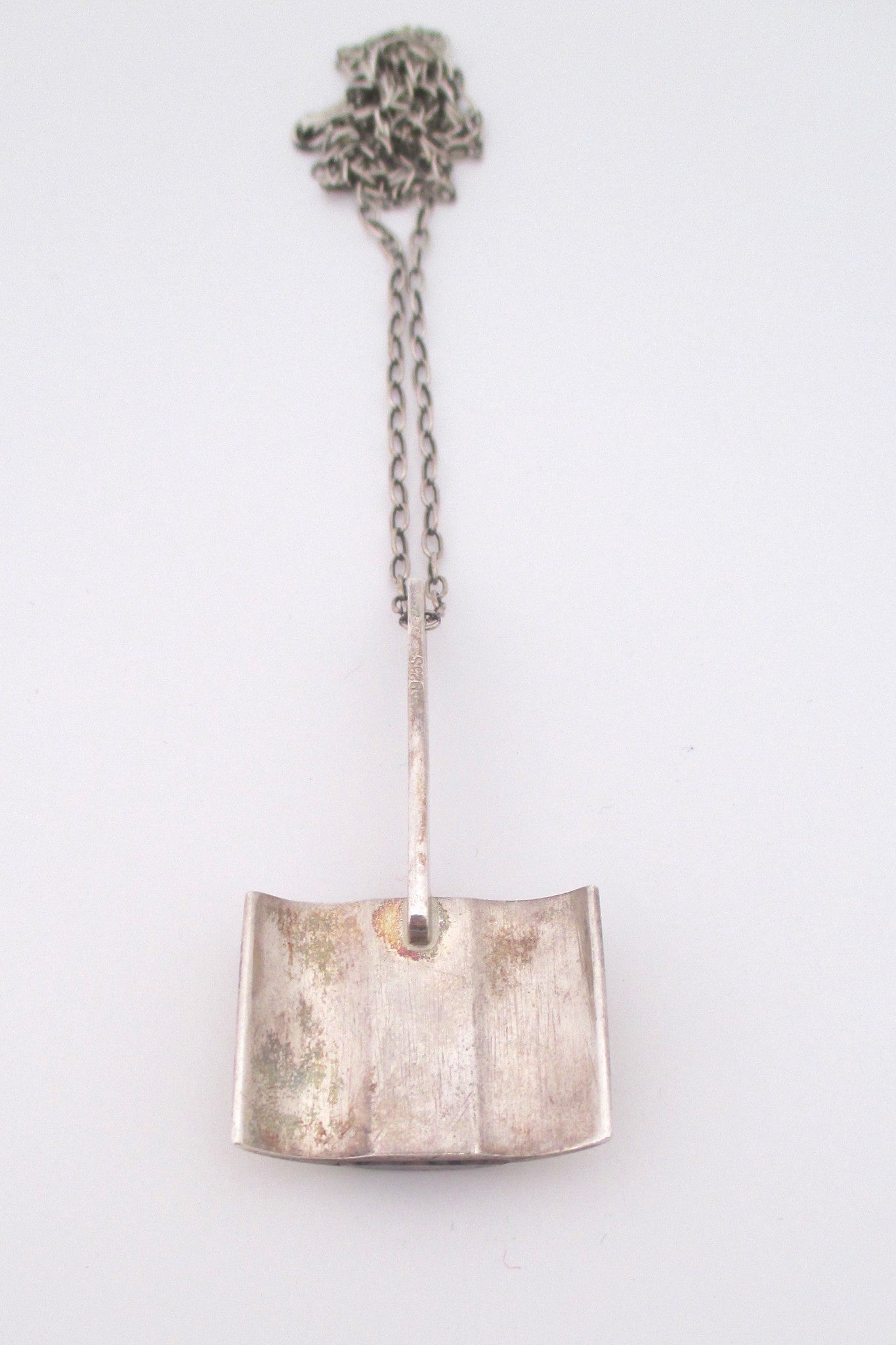 Bengt Hallberg silver & rhodonite modernist pendant necklace