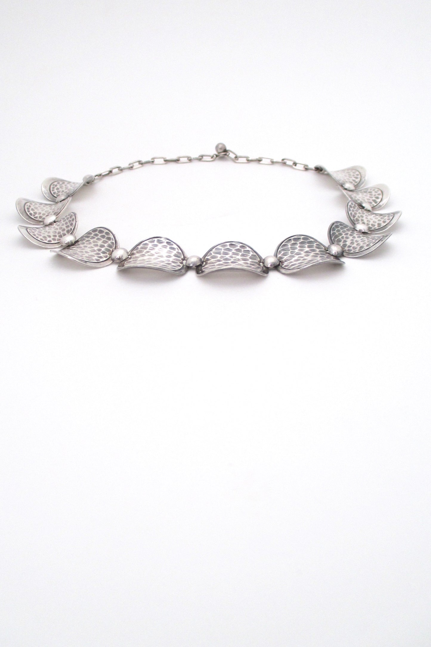 profile Alton Sweden textured silver Scandinavian Modern link necklace by KE Palmberg 1974