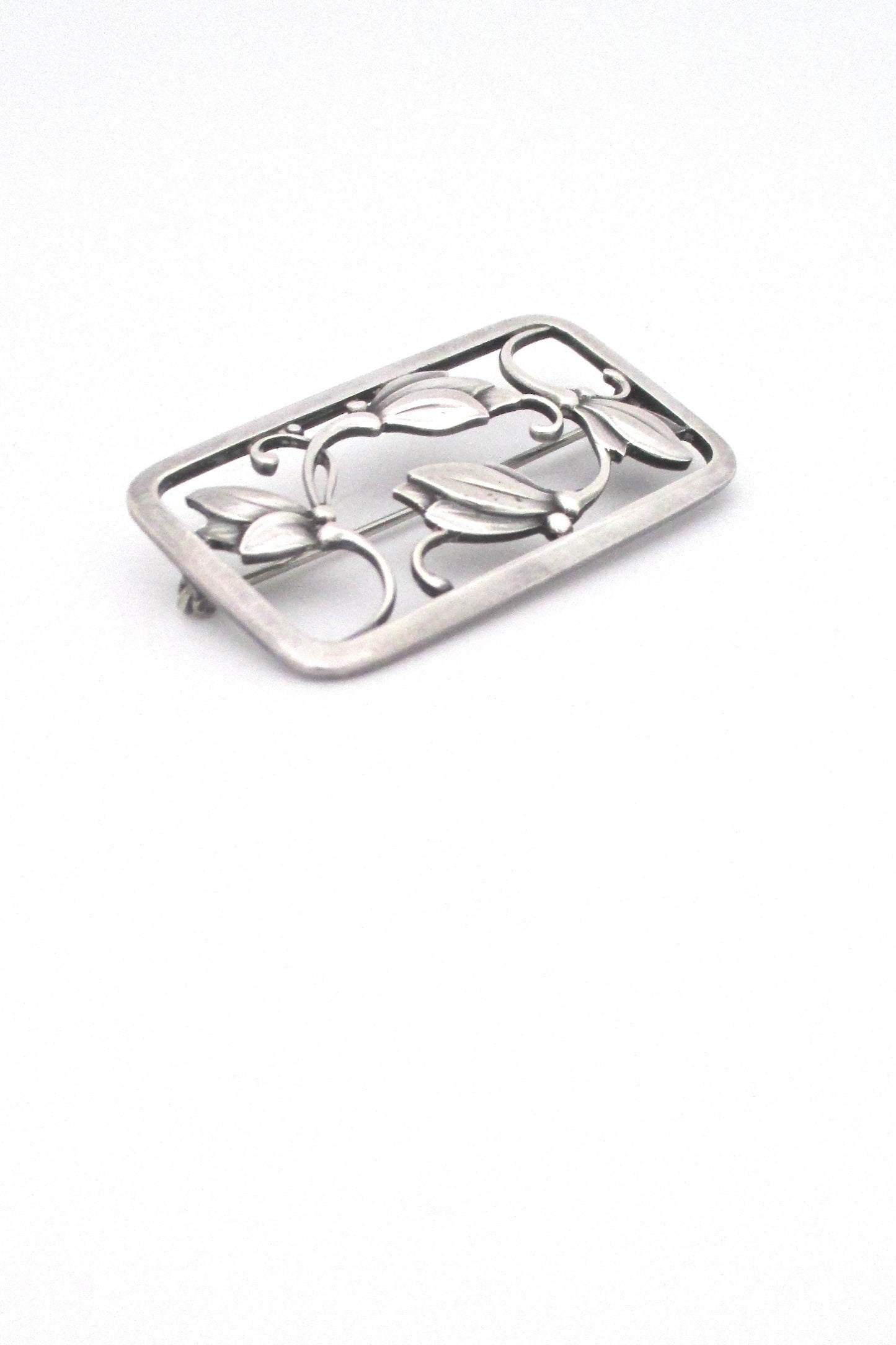 detail Georg Jensen Denmark vintage silver openwork brooch 295