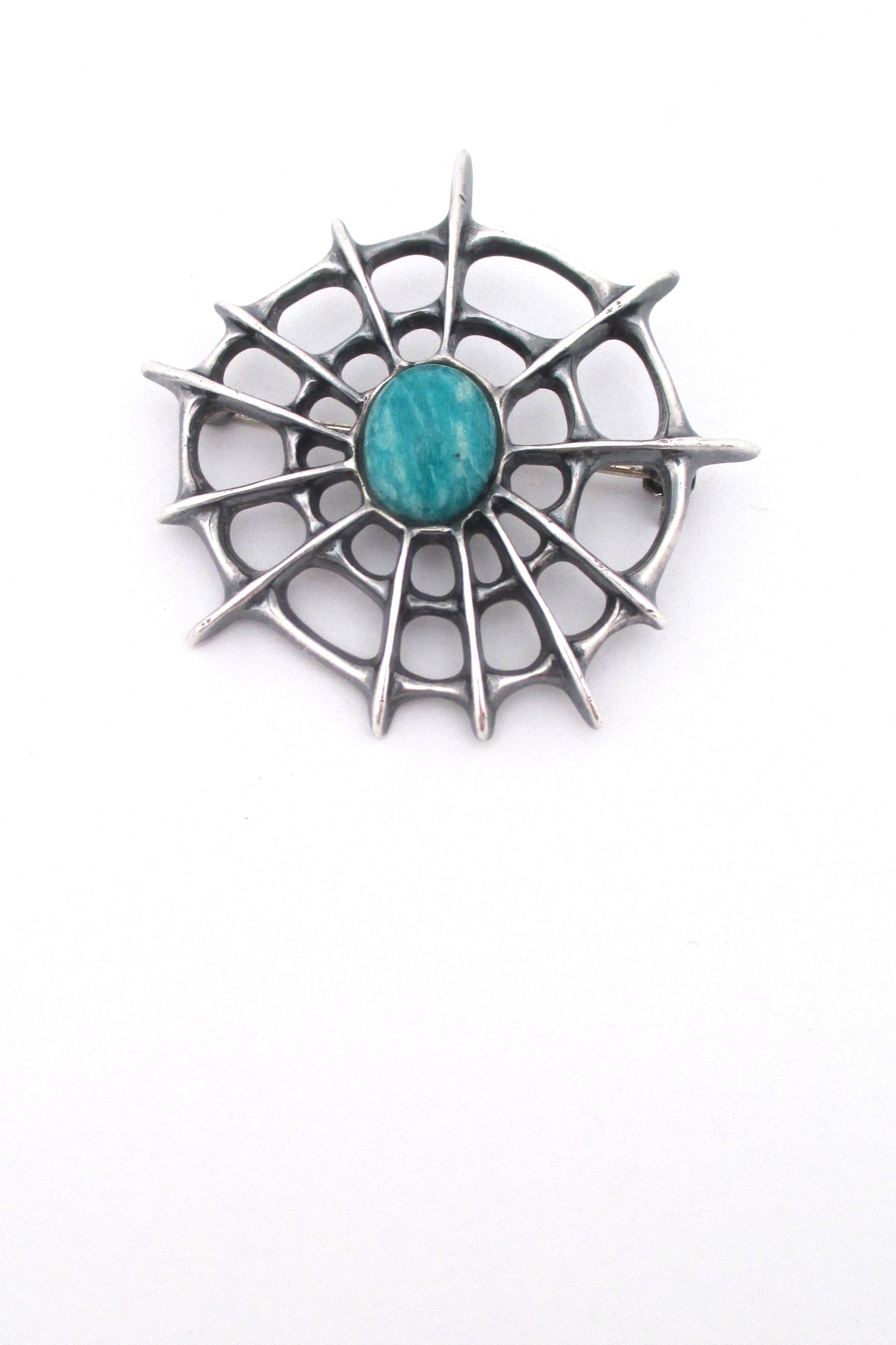 David-Andersen 'Spider Web' brooch ~ amazonite