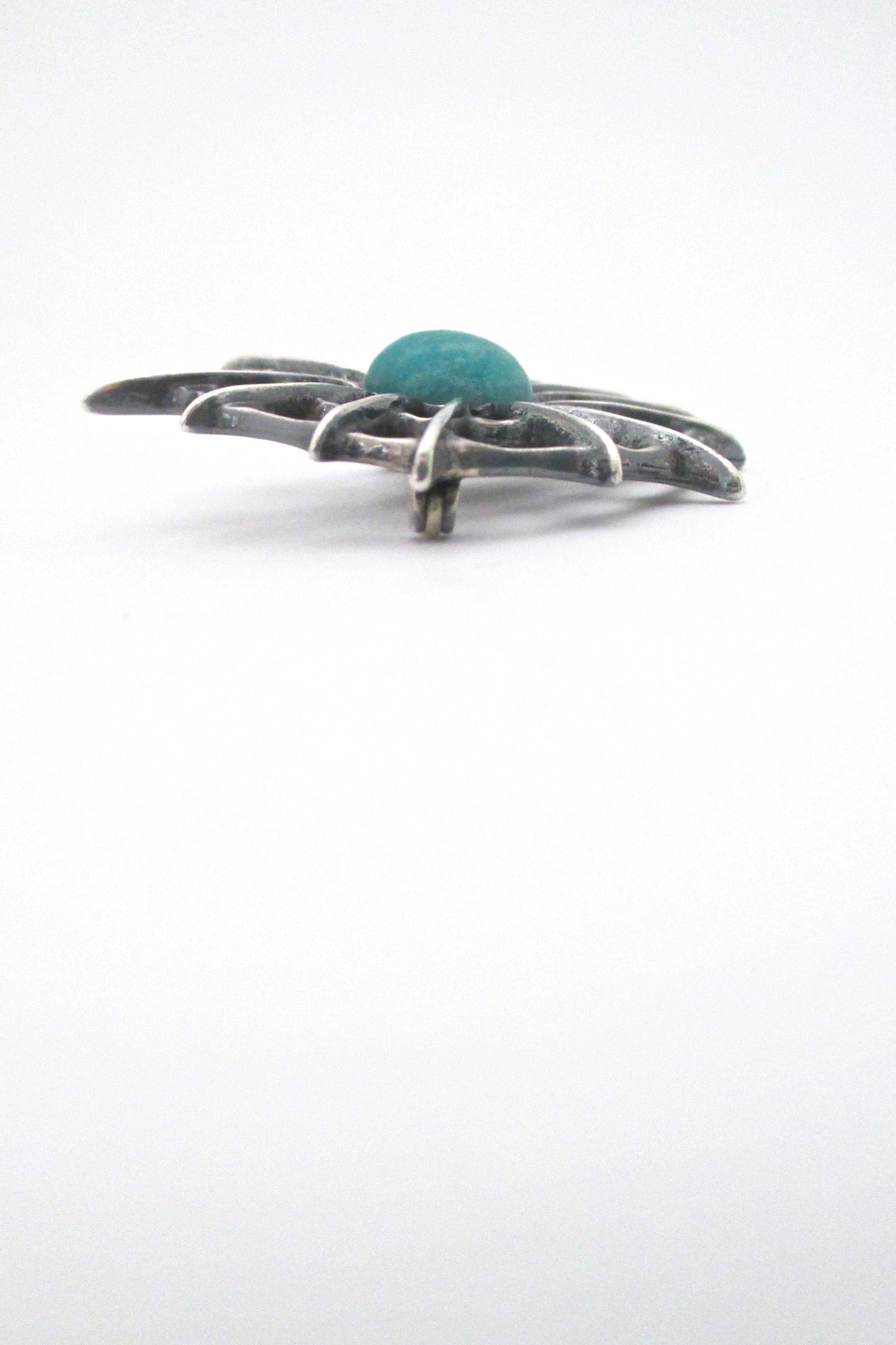 profile Uni David-Andersen Norway vintage silver amazonite spider web brooch Troll series