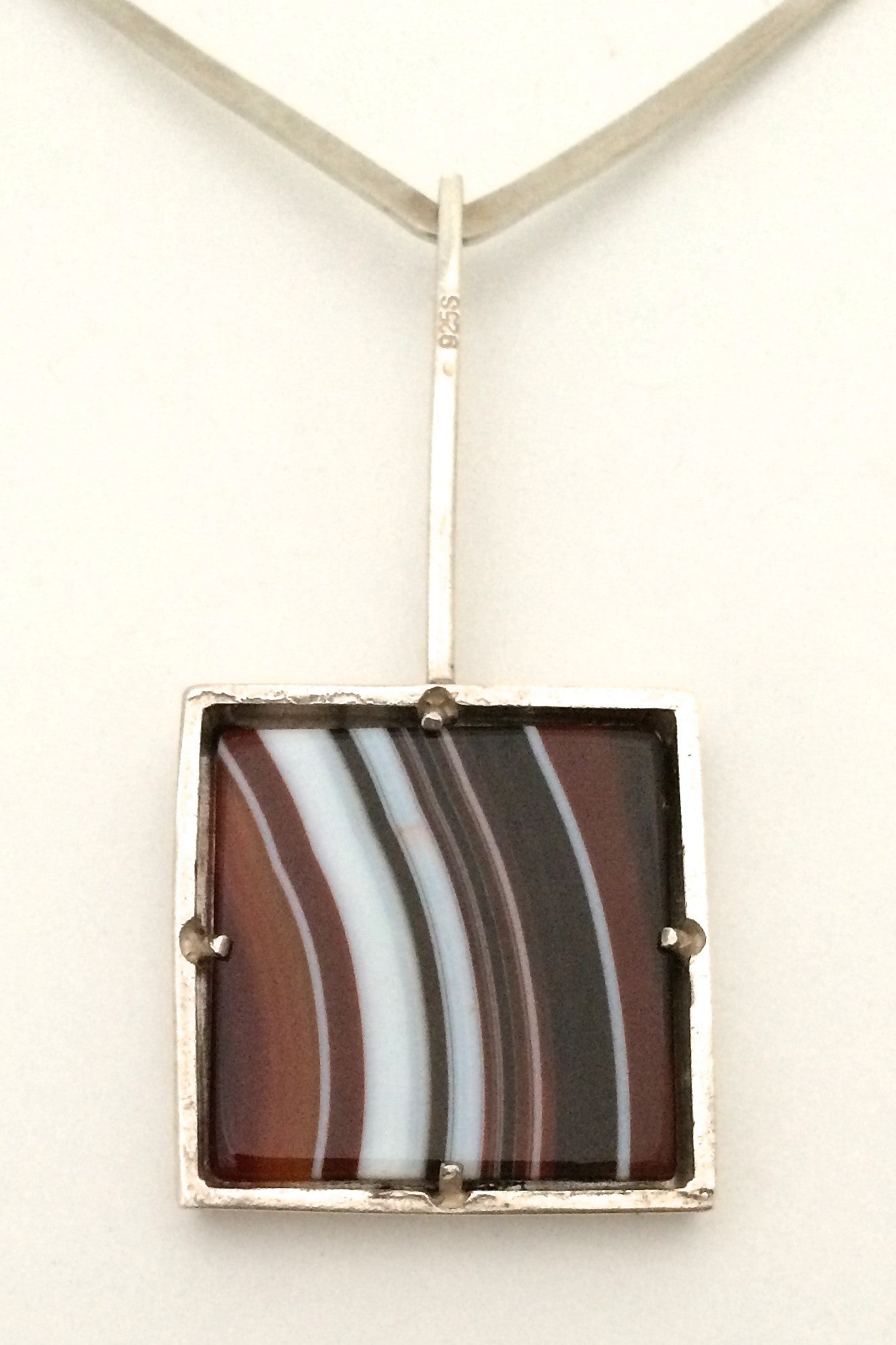 Ake Lindstrom for Bengt Hallberg banded agate & silver set