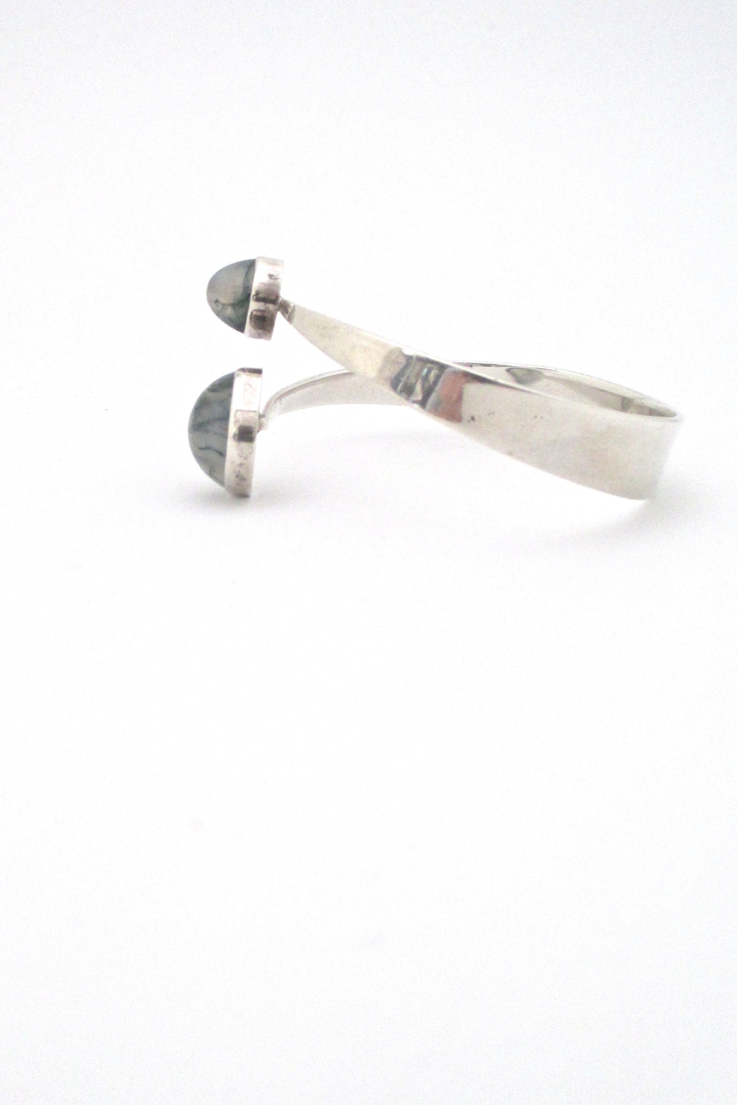 profile Gert Thysell Sweden vintage mid century silver moss agate bracelet 1966