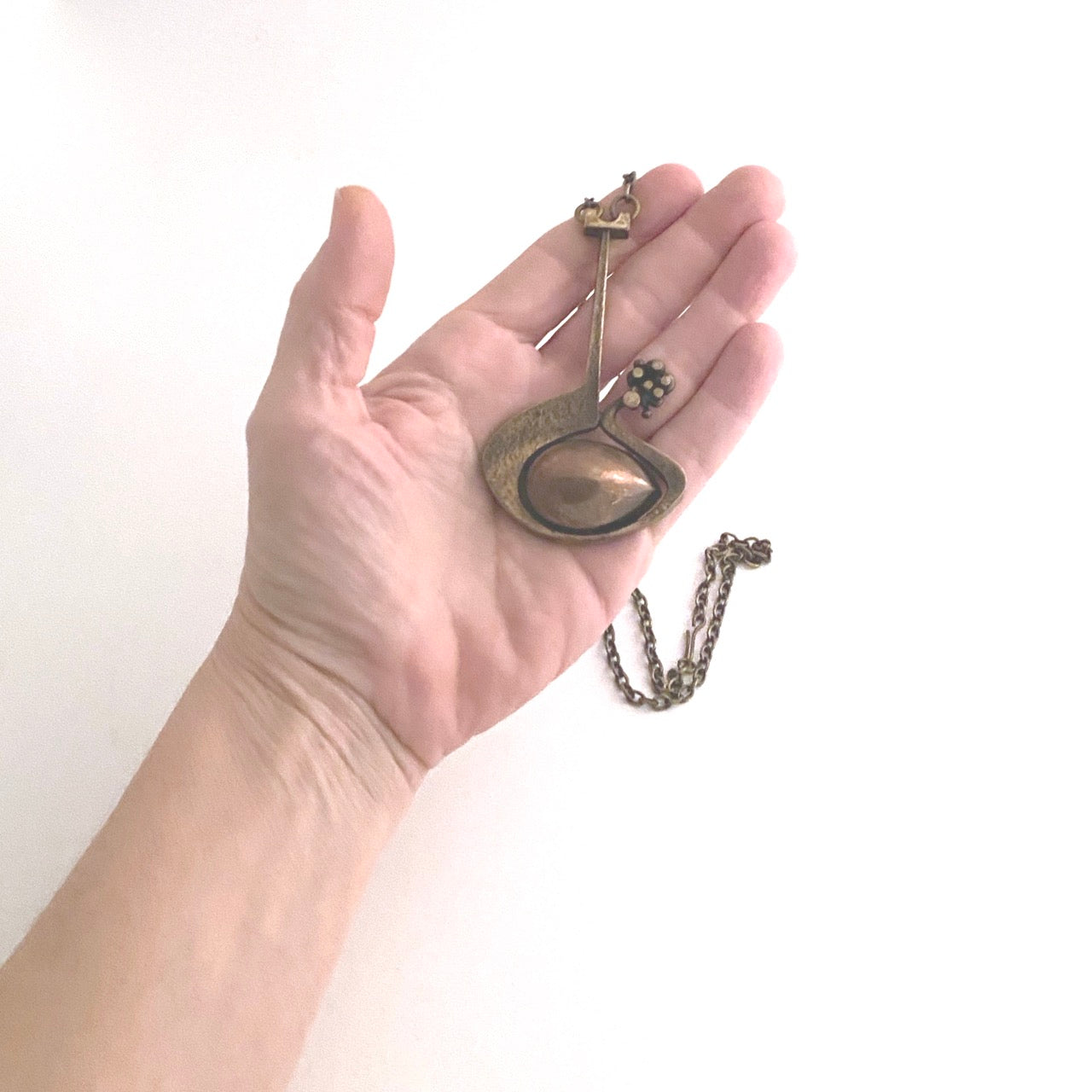 Jorma Laine extra large dimensional bronze pendant necklace