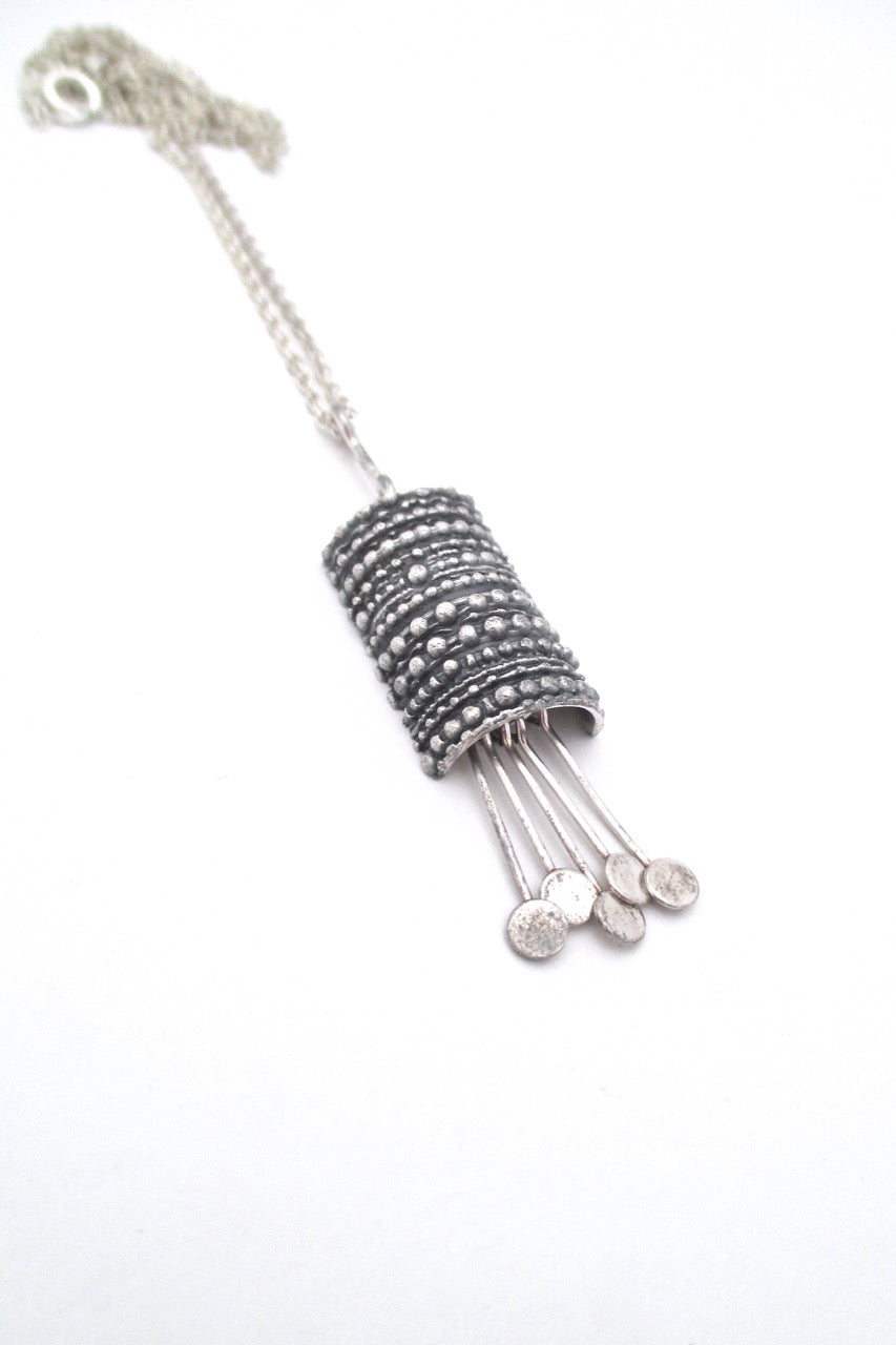 Jorma Laine for Kultateollisuus Finland vintage silver kinetic pendant necklace 1971