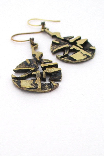 Jorma Laine Finland vintage Scandinavian Modernist bronze drop earrings