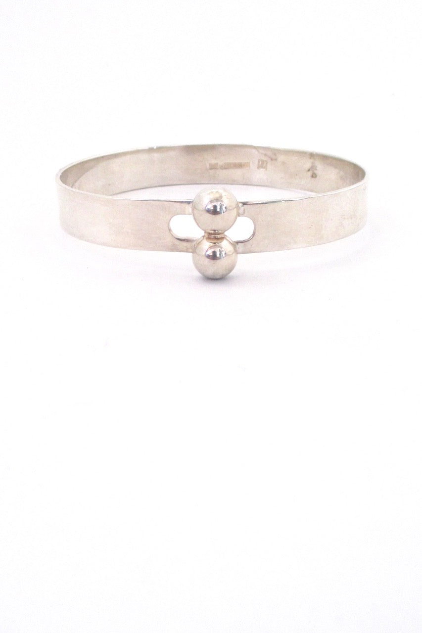 Kaunis Koru Finland vintage silver double spheres Modernist bracelet by Heikki Kaksonen 1974