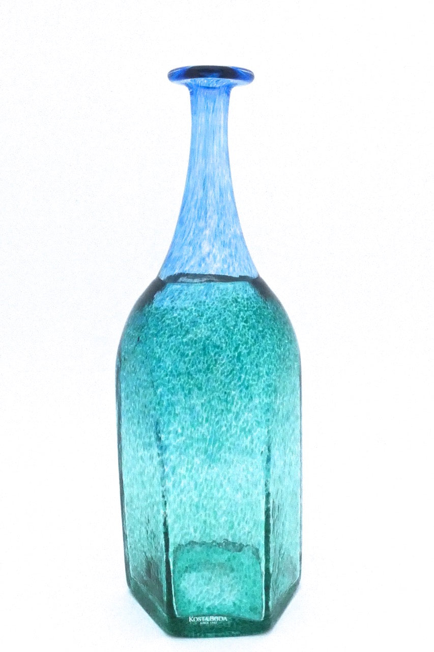 Bertil Vallien for Kosta Boda Sweden vintage glass Artist Collection large Antikva vase # 4 signed Scandinavian Modern design