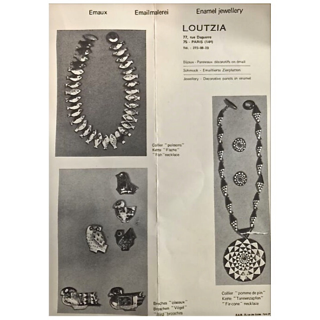 Loutzia vintage studio made fish necklace ~ scarce