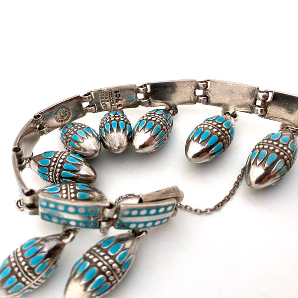 Margot de Taxco silver & sky blue enamel kinetic bracelet