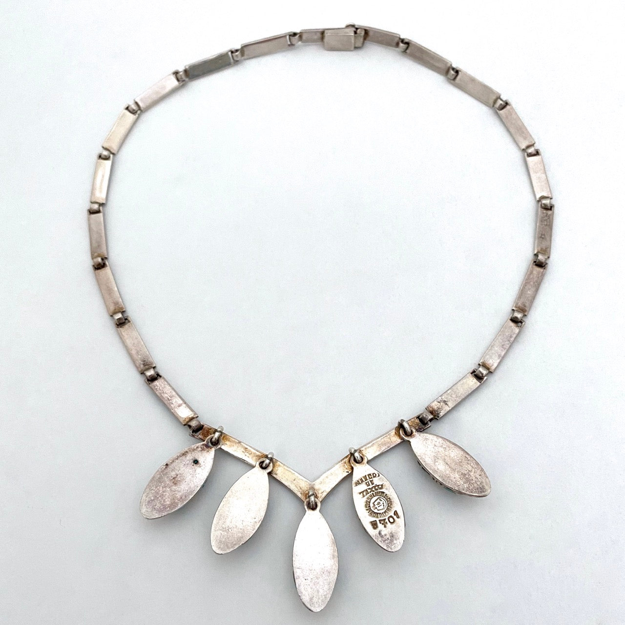 Margot de Taxco silver & sky blue enamel kinetic necklace