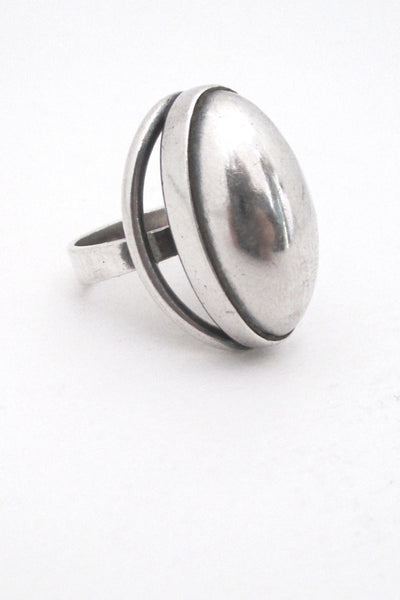N E From Denmark vintage mid century modernist extra large silver cabochon ring