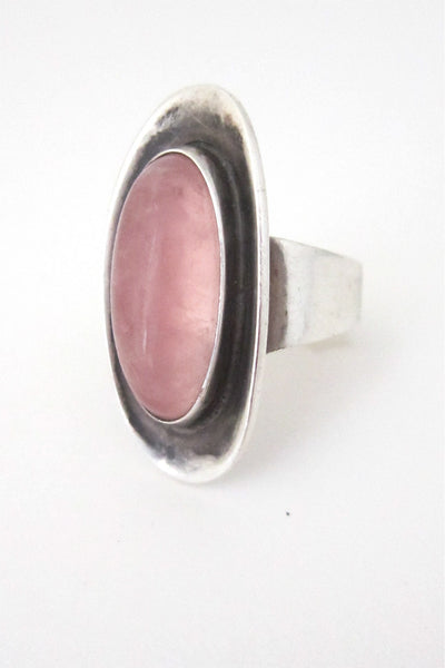 N E From Denmark modernist silver and rose quartz ring