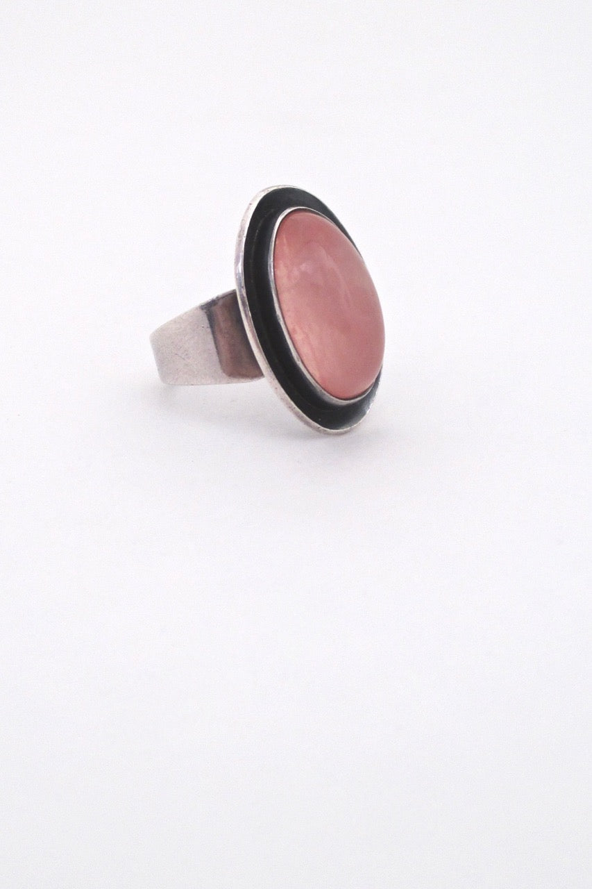 Niels Erik NE From Denmark vintage Scandinavian Modern silver rose quartz ring