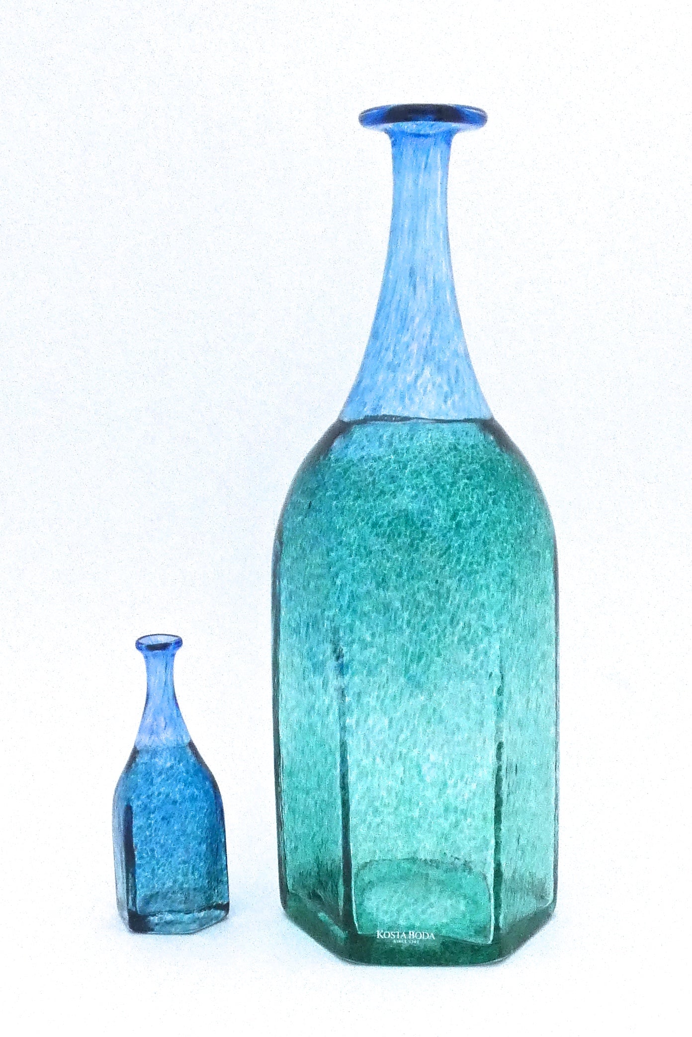 scale Bertil Vallien for Kosta Boda Sweden vintage glass Artist Collection large Antikva vase # 4 signed Scandinavian Modern design