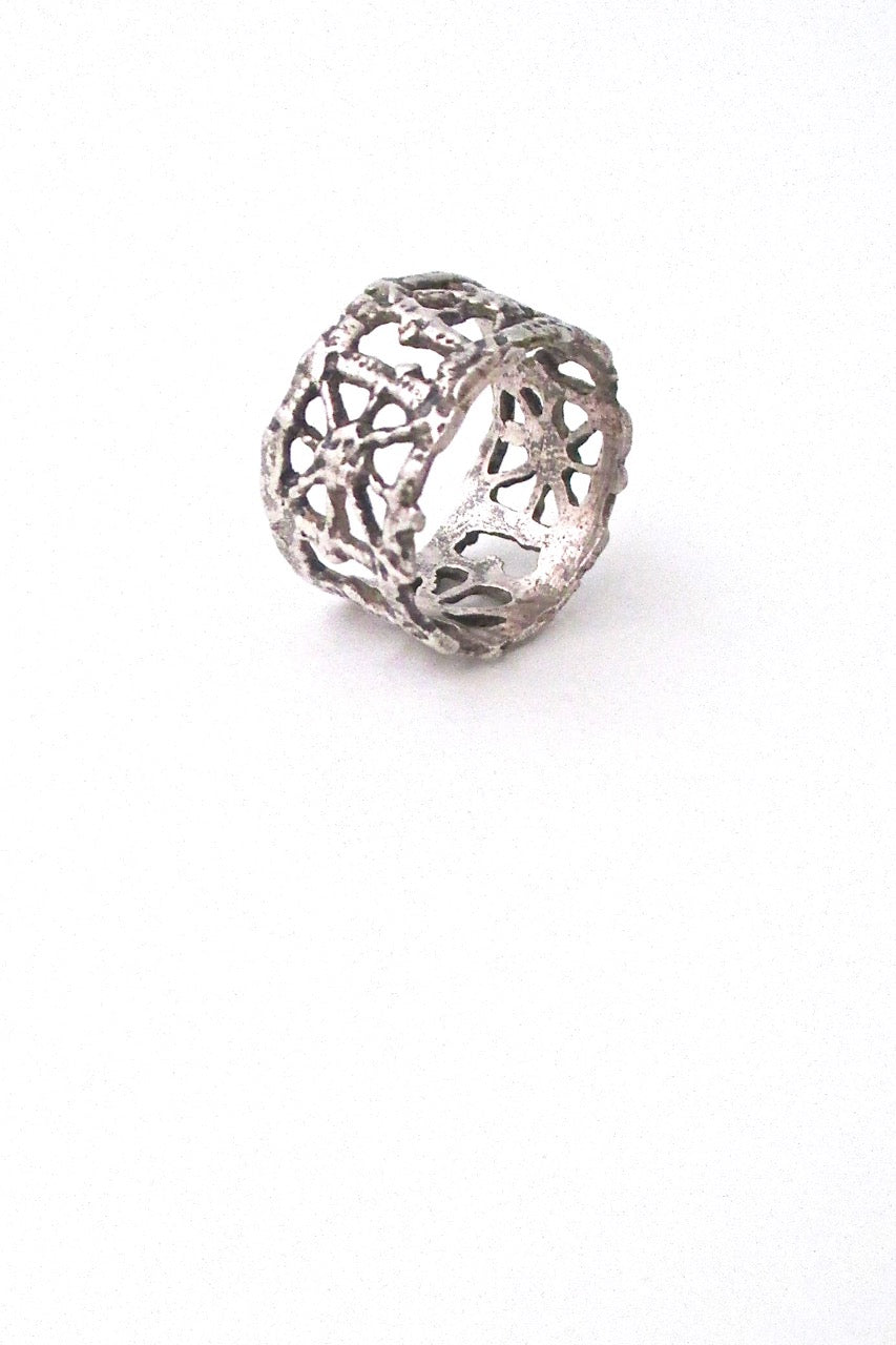 Pentti Sarpaneva for Turun Hopea silver Pitsi band ring mid century Scandinavian design