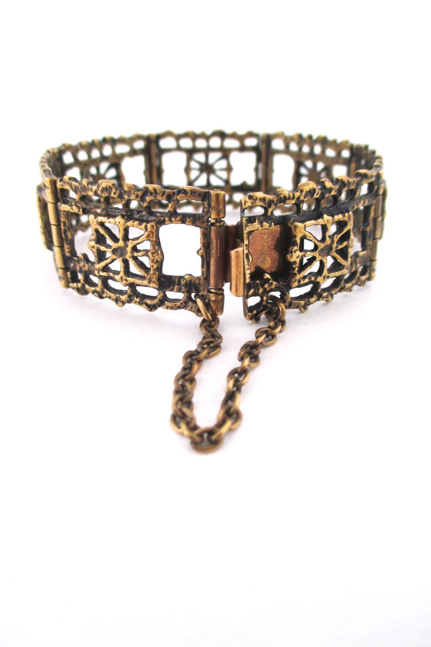 Pentti Sarpaneva for Turun Hopea Finland vintage bronze pitsi bracelet Scandinavian design jewellery