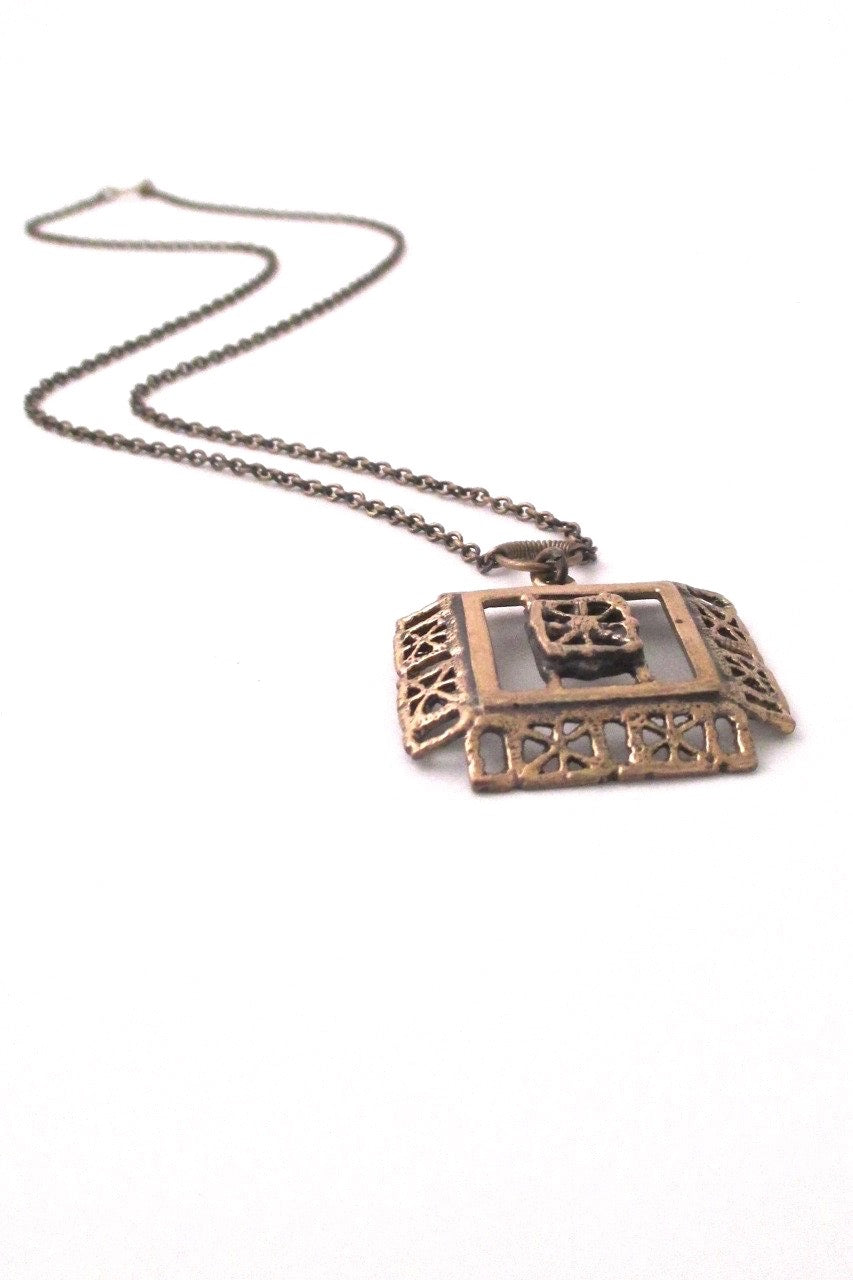Pentti Sarpaneva Finland vintage bronze Pitsi necklace Scandinavian Modernist jewelry design