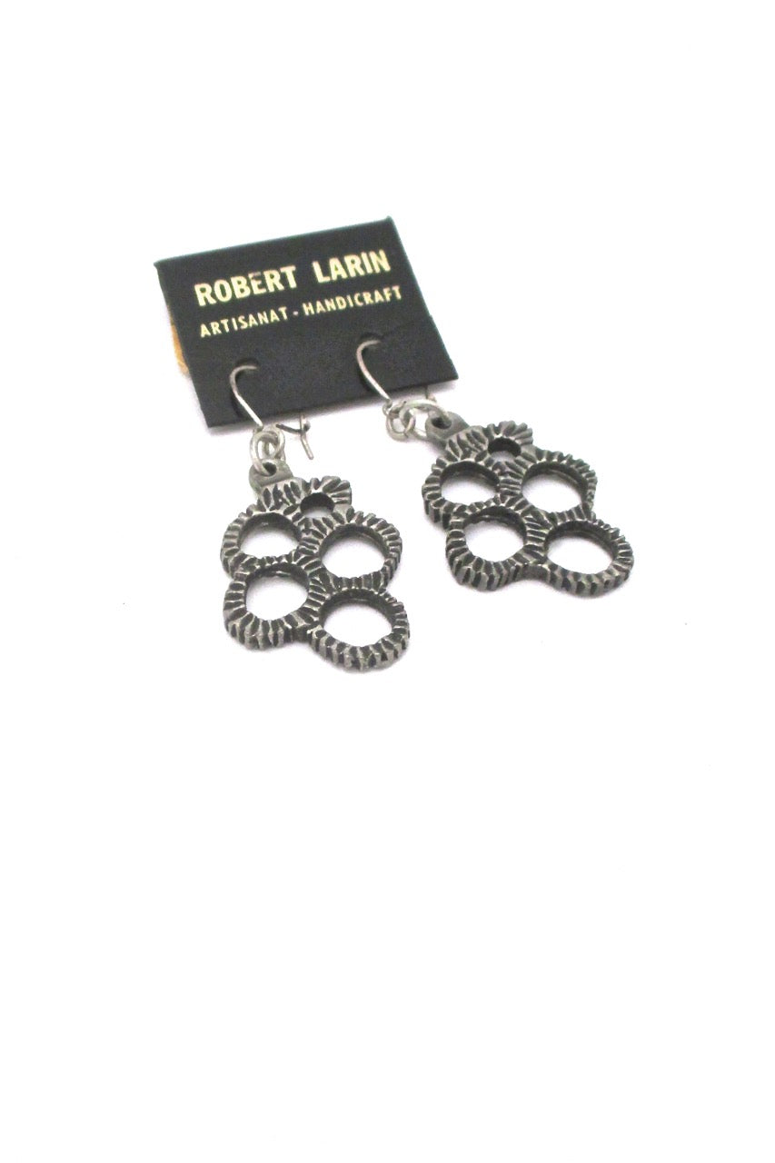 Robert Larin Canada vintage brutalist pewter drop earrings 369