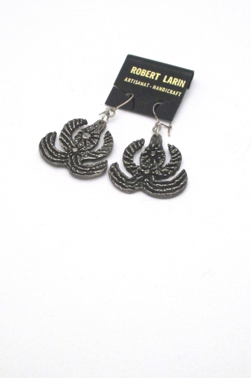 Robert Larin Canada vintage brutalist pewter drop earrings 371