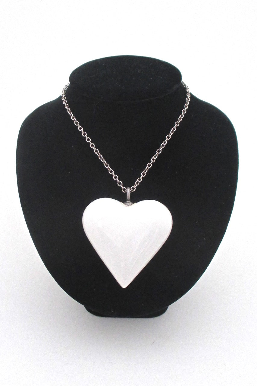 scale Royal Copenhagen Denmark vintage extra large Scandinavian Modern porcelain silver heart pendant necklace