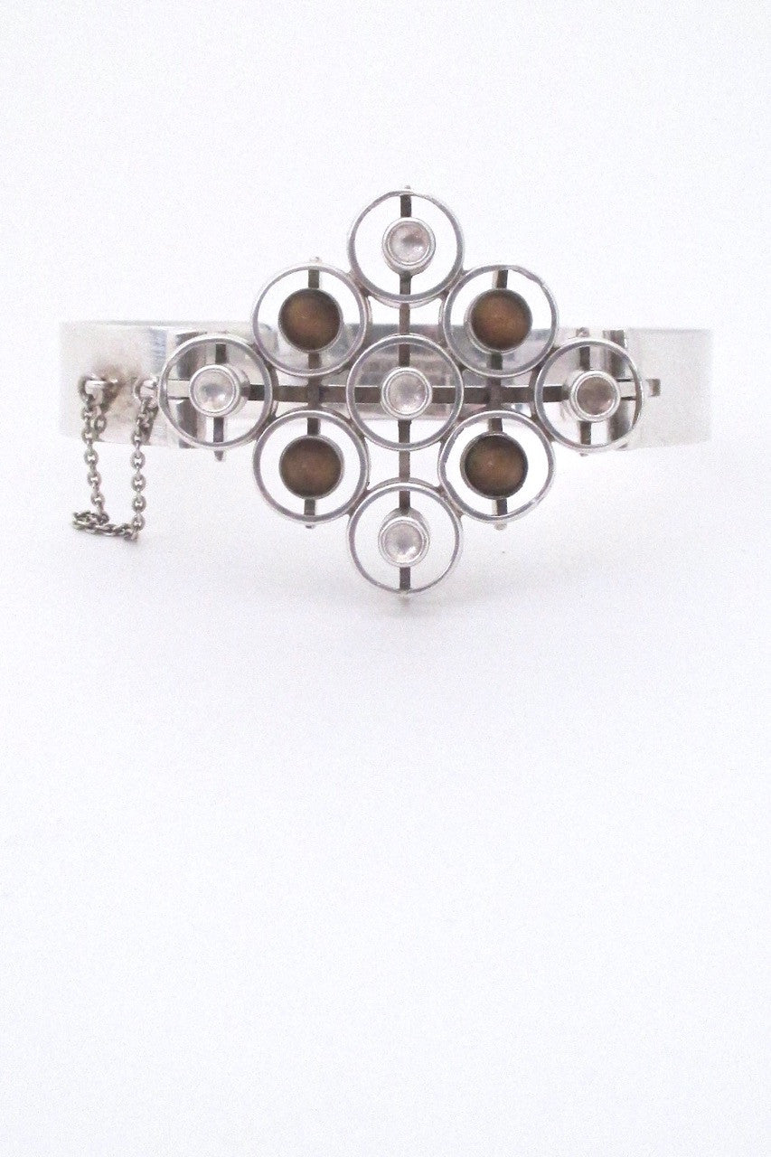 Salovaara Finland vintage Scandinavian Modern silver tiger eye bracelet 1970