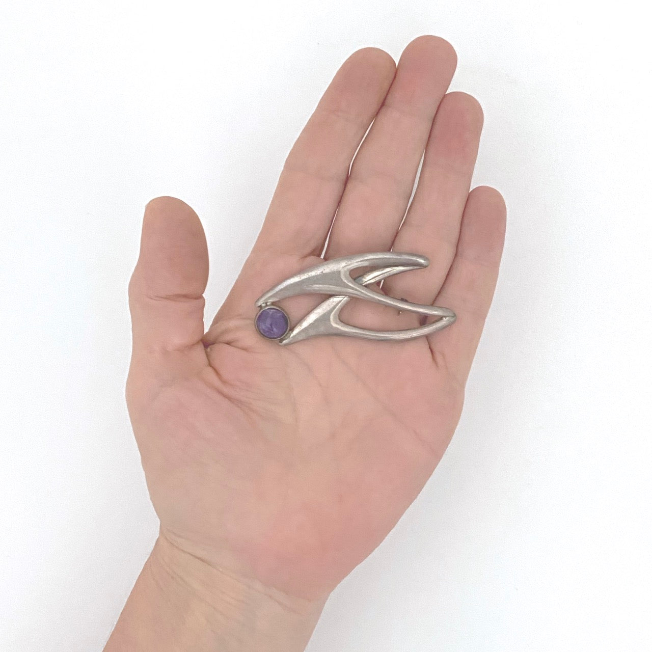 Sigi Pineda silver & amethyst biomorphic brooch