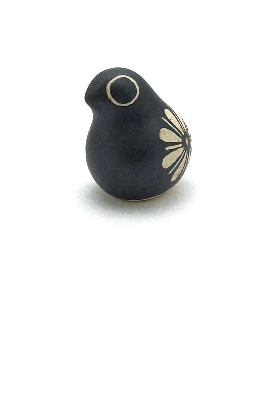 Strawberry Hill Pottery vintage ceramic small bird matte black glaze