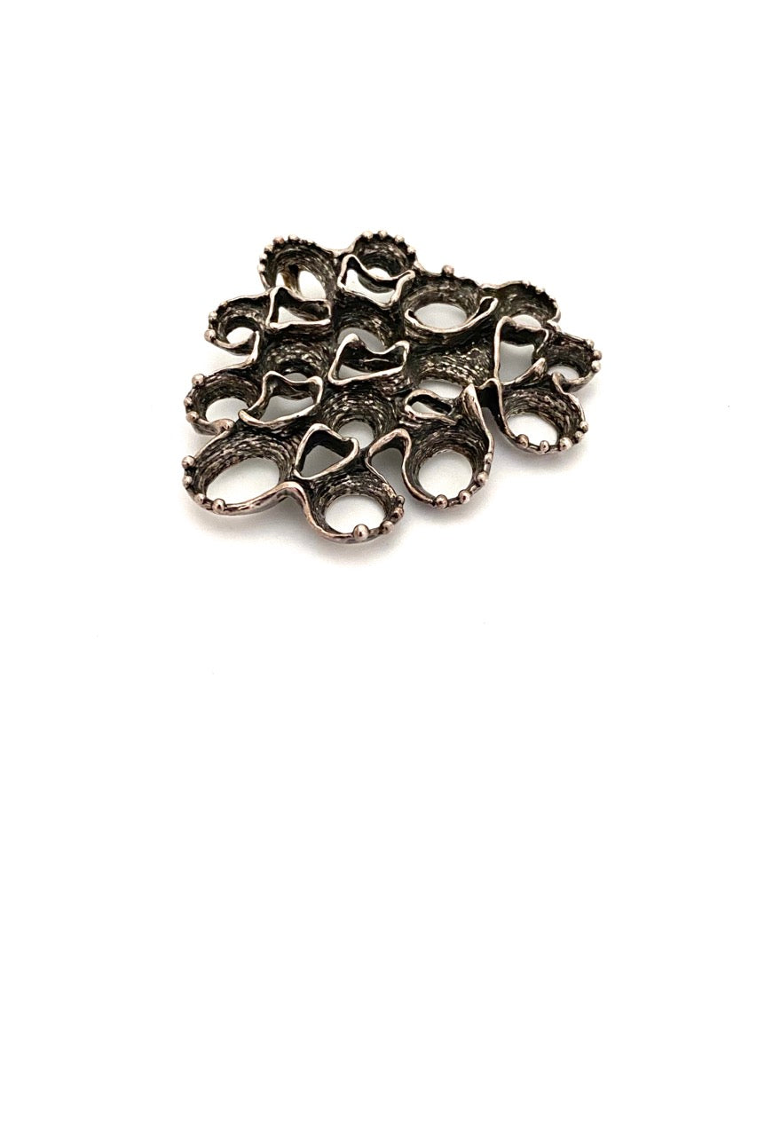 Studio Else and Paul Norway vintage silver openwork pendant necklace Scandinavian Modernist jewelry design