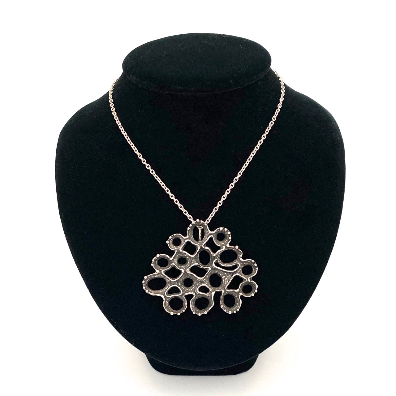 detail Studio Else and Paul Norway vintage silver openwork pendant necklace Scandinavian Modernist jewelry design