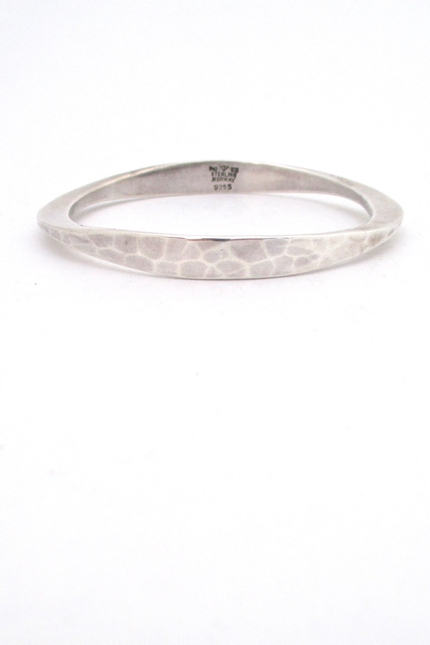 Tone Vigeland Plus Studios Norway heavy hammered silver bangle bracelet Scandinavian Modernist design vintage jewelry