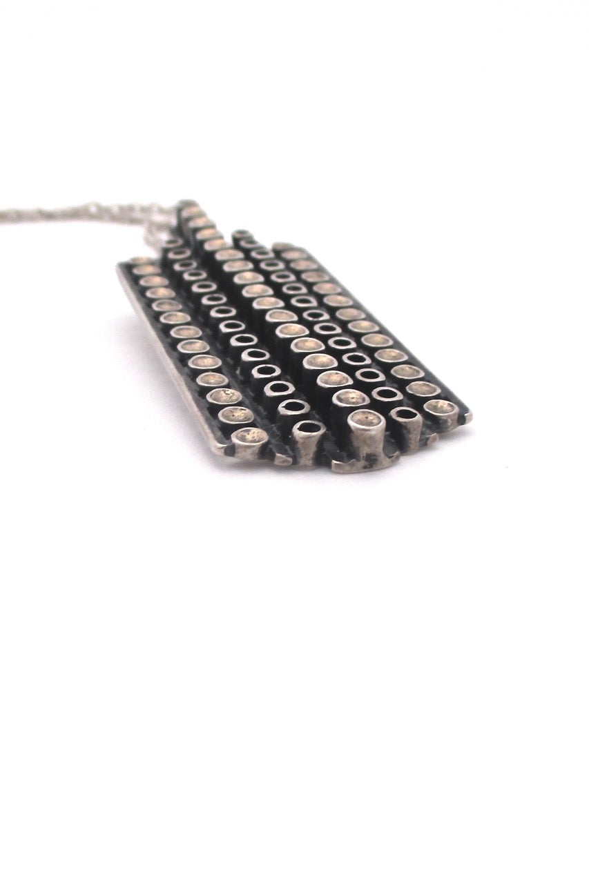 profile Uni David Andersen Norway vintage Scandinavian Modern silver large pendant necklace mcm design jewelry