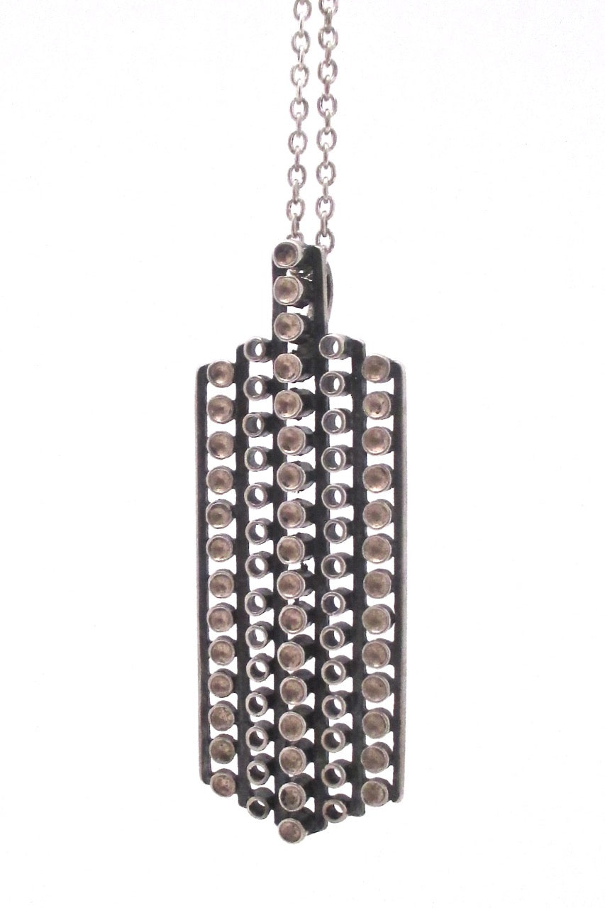 detail Uni David Andersen Norway vintage Scandinavian Modern silver large pendant necklace mcm design jewelry