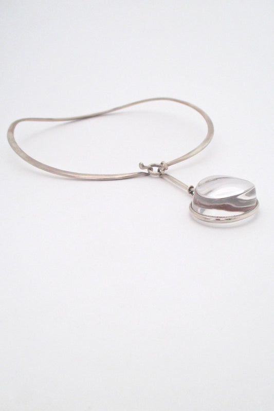 Vivianna Torun for Georg Jensen Denmark large Dew Drop rock crystal neck ring and pendant