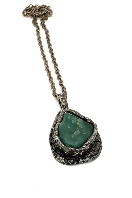 Walter Arnesen Denmark (WA Danish Design) large vintage brutalist pendant necklace natural stone 1970s