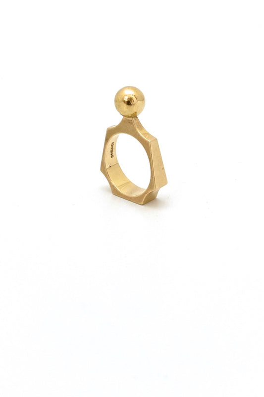 Walter Schluep Canada vintage 18k gold sphere ring solid tapered band Canadian Modernist jewelry design