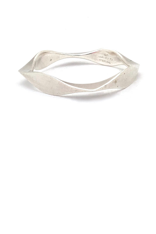 Walter Schluep Canada vintage sterling silver hand wrought bangle bracelet signed dated 1973