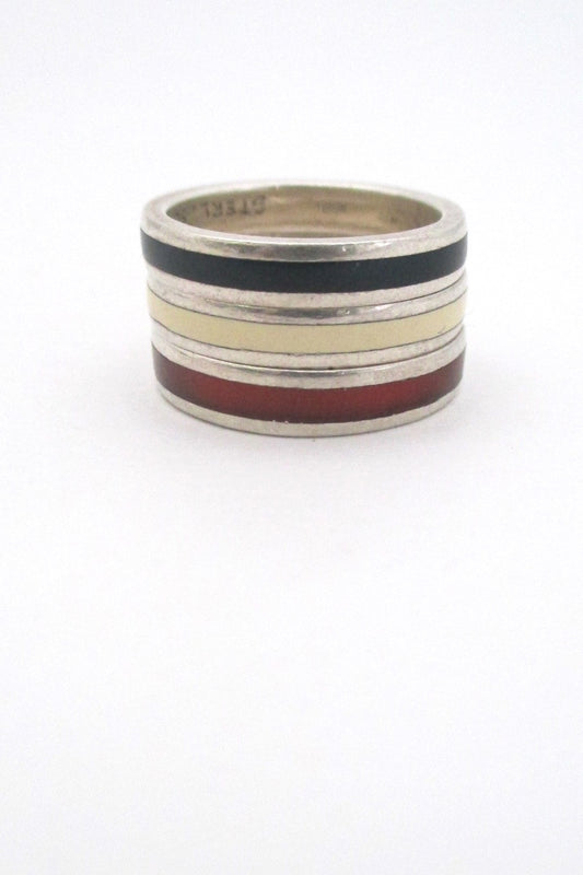 Walter Schluep Canada vintage modernist silver enamel ring set