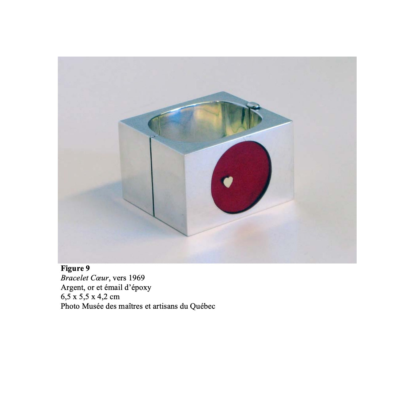 Walter Schluep large silver & red resin ring ~ gold heart