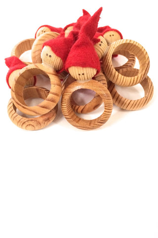 aarikka Finland vintage wood Christmas elf napkin rings set of 10