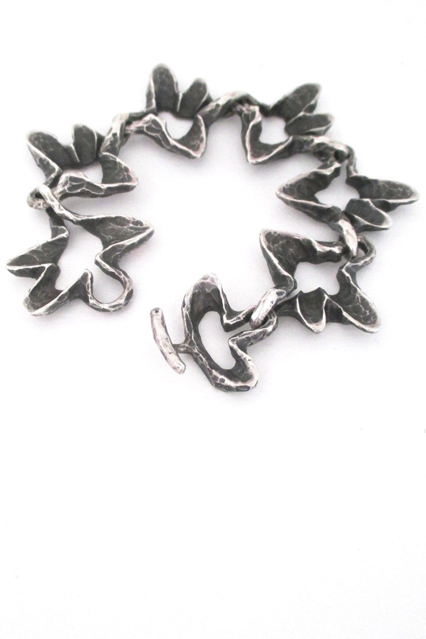 Vintage sterling silver brutalist splash bracelet