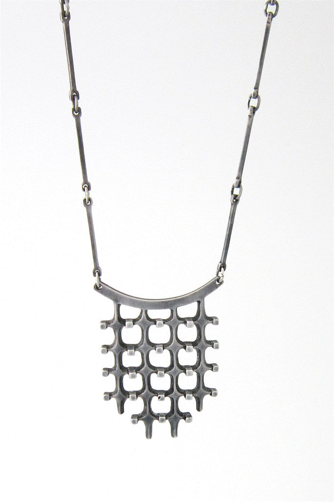 detail Marianne Berg for David Andersen Norway vintage silver long link chain pendant necklace